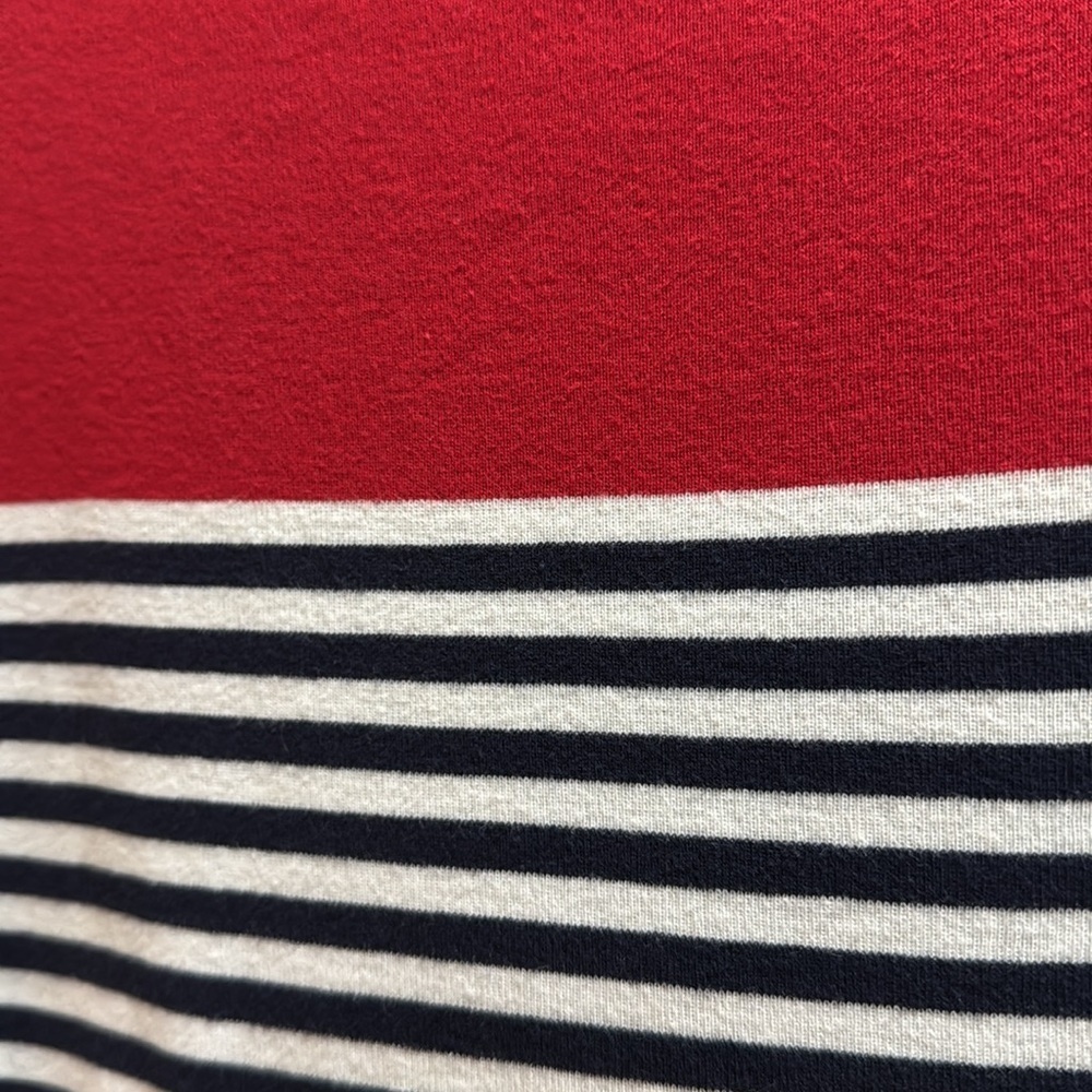 Croft and Barrow Red White Blue Striped cotton knit short sleeve top 4th of July - Picture 6 of 8